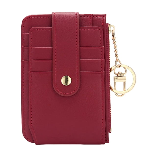 Summer Saving,Storage Trunks & Bag,Card Bag Overseas ID Bag, Large Capacity Wallet with Card Slots, Solid Color Small Card Holder for Travel and Daily Use, | Pu, Red-278 MIANHT