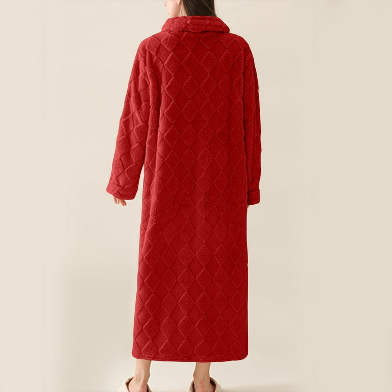 Qulqfy Fleece Women Dresses Maxi Casual Red Long Sleeve Pockets Warm Lounge Dresses Women Fall Dresses XL, Women's Qulqfy Fleece Women Dresses Maxi Casual Red Long Sleeve Pockets Warm Lounge Dresses Women Fall Dresses XL, Women's
