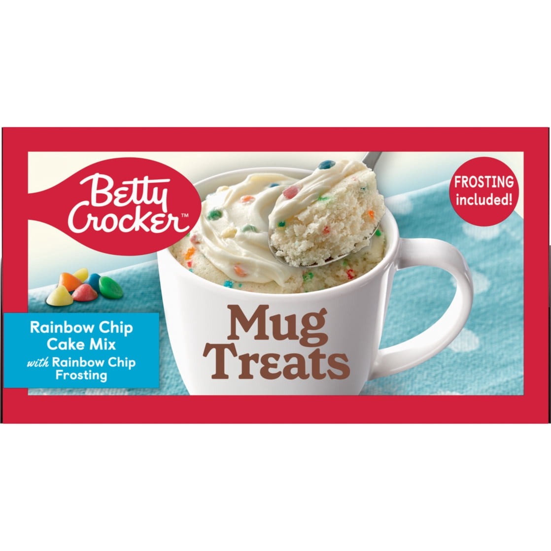 (6 pack) Betty Crocker Mug Treats Rainbow Chip Cake Mix with Frosting, 4 Servings, 13.9 oz.