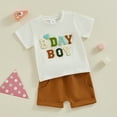 thumbnail image 2 of Bagilaanoe 2pcs Toddler Baby Boy Girl Shorts Set Short Sleeve Letter Embroidery T Shirt Tops + Shorts 6M 12M 18M 24M 3T 4T Kids Casual Summer Clothes, 2 of 8