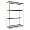 Alera ALESW504818BL Industrial Heavy-Duty Wire Shelving Starter Kit, 4-Shelf, 48w X 18d X 72h, Black