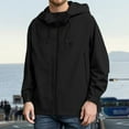 thumbnail image 2 of Mens Lightweight Waterproof Jacket Windproof Rain Hooded Hiking Jackets Color: Black Size: XXXXL, 2 of 4
