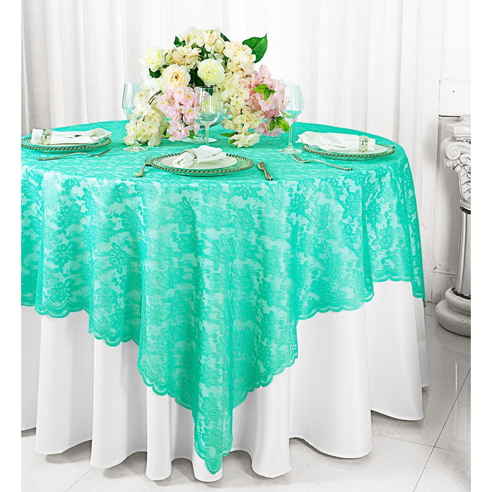 Wedding Linens Inc. 72 in x 72 in Lace Table Overlays, Lace Tablecloths