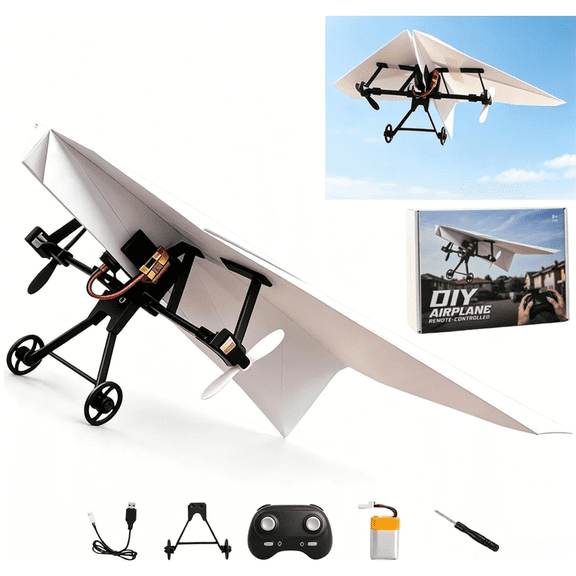 2026 New RC Paper Airplane Kit, Electric Power Module with 2.4GHz Remote Control for DIY Paper Planes, Beginners & Hobby Flyers (One Batteries)