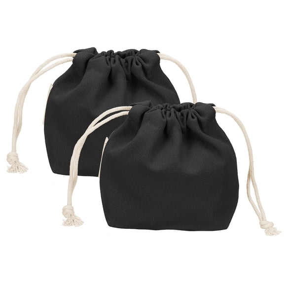 Uxcell 2 Pcs Bolsa de Maquillaje con Cordón, Bolsa Cosmética de Lona de 4.7" para Mujeres, Organizador de Artículos de Tocador para Viajes, Accesorios de Tocador, Negro