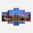 thumbnail image 2 of Pont de Brooklyn avec Lumières et Reflets - Impression sur Toile de Paysage Urbain, 2 of 3