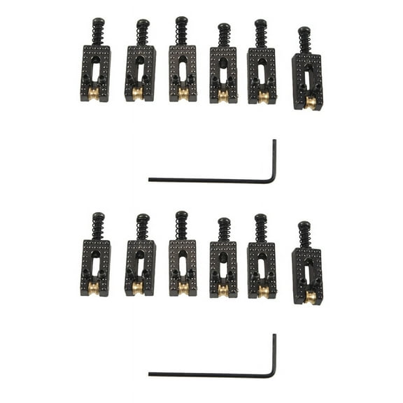 12 Roller Bridge Tremolo Saddles with Wrench for Electric Guitar Black