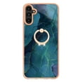 thumbnail image 2 of SaniMore for Samsung Galaxy A35 Case, Marble Pattern 3 in 1 Heavy Duty Shockproof Full Body Hard PC+IMD Bumper Drop Protective Women Girls Cover Rotating Ring Bracket Stand for Galaxy A35, Green, 2 of 10