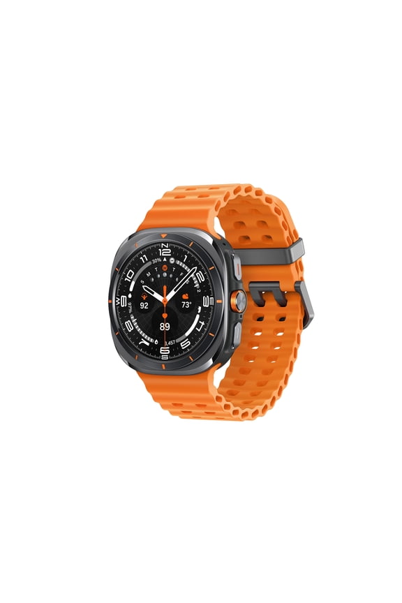 Restored Samsung Galaxy Watch Ultra 47mm Cellular Titanium Smart Watch, Titanium Gray, Orange Sport Band (Refurbished)