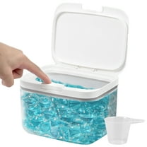 Laundry Pods Container Automatic Pop-Up Dishwasher Pod Holder Large Capacity Holds 2.8L Laundry Pods Container Sealed Laundry Pods Case with Measuring Cup for Laundry Room 20.3x16.6x14.1cm