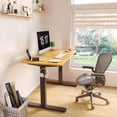 thumbnail image 4 of FEZIBO 48" x 24" Height Adjustable Standing Desk, Electric Stand Up Table, Sit Stand Home Office Desk with Splice Board, Black Frame/Bamboo Finish Top, 4 of 10