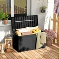 thumbnail image 3 of Patiojoy 101 Gallon Resin Outdoor Storage Box Waterproof Deck Box w/ Lockable Lid & Wheels Black, 3 of 9