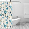 thumbnail image 2 of Shower Curtain, Blue Rose Flowers Waterproof Fabric Plastic Shower Curtain, Drying Fast Bathroom Curtain with 9 Buttonholes, Ruffle Shower Curtain 60x72in, 2 of 8