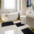 thumbnail image 2 of Black Bathroom Rugs Sets 3 Piece, Butter Chenille Rugs and Mats, Shaggy, Absorbent, Non Slip, Luxury, Shiny, Washable Bath Mat for Bathroom, Shower, 2 of 7