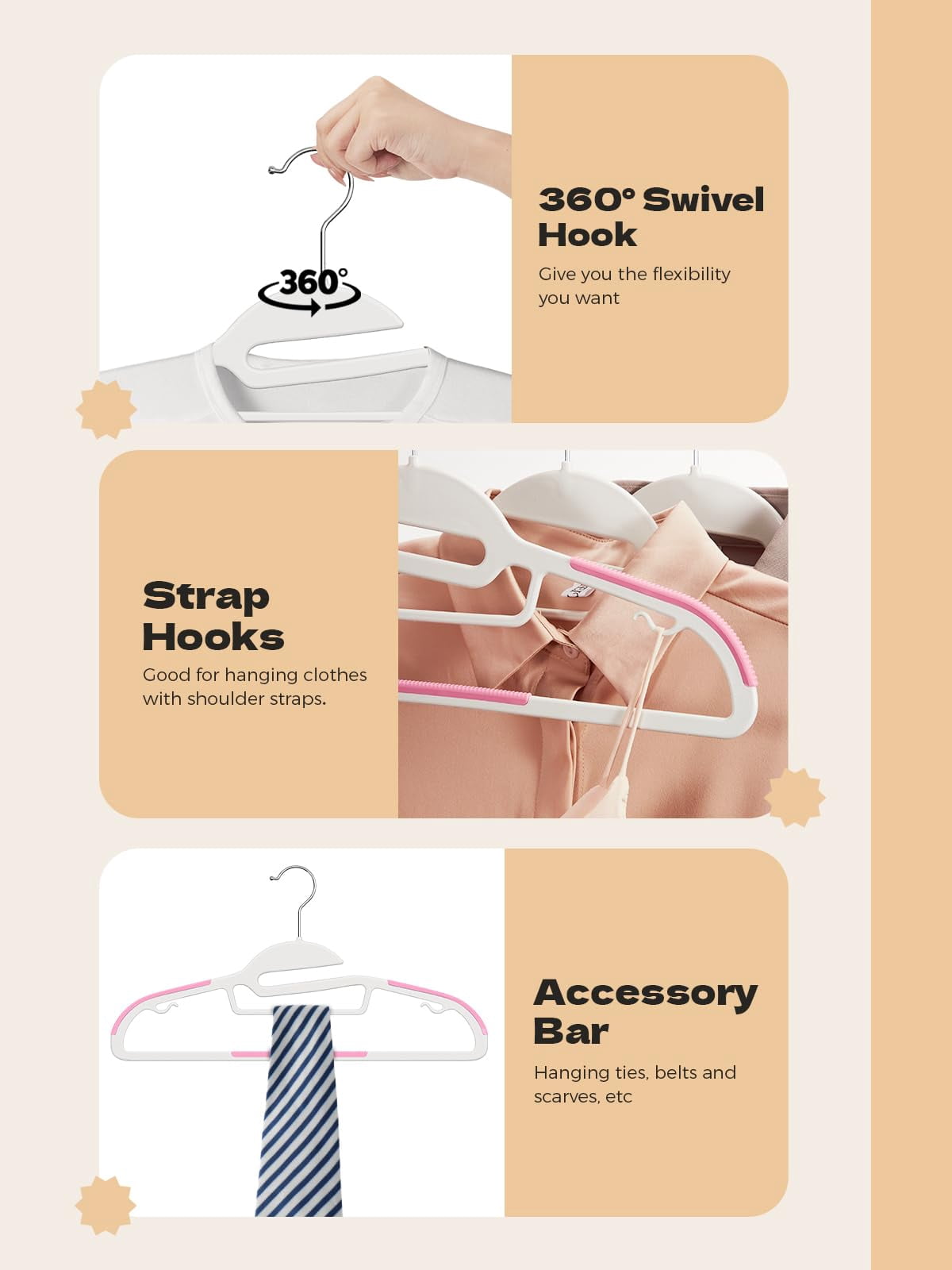 House Day Plastic Hangers 50 Pack, Slim Clothes Hangers Space Saving, Non Slip Hangers with Rubber Pads, Sturdy Coat Hangers for Shirt, Suit, Pant, Skirt