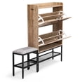thumbnail image 3 of Ktaxon Farmhouse Shoe Cabinet w/ Bench, Entryway Shoe Storage Cabinet Shoe Rack Organizer for Hallway Bedroom Closet Living Room Home Apartment, Washed Gray, 3 of 14