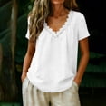 thumbnail image 2 of Thousandth Women's Breathable Everyday Wear Relaxed Blouses Loose fitting Cotton Lace Casual Top Fashionable Lightweight Blouses Short Sleeve V-neck Pullover Top, 2 of 6