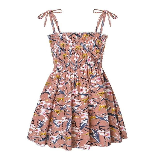 Robe d'Été pour Filles Été Bébé Filles Robe Sans Manches à Bretelles Imprimé Graphique Vêtements pour Enfants