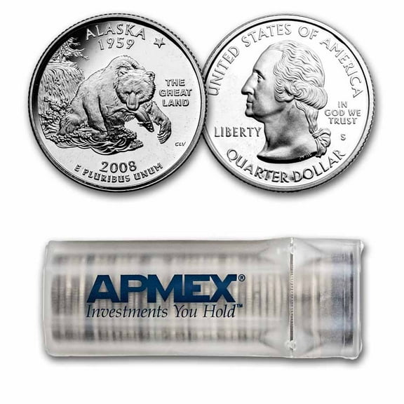 2008-S Alaska State Quarter Gem Proof 40-Coin Roll (Silver)