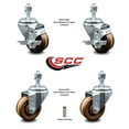thumbnail image 2 of 3 Inch High Temp Phenolic Wheel Swivel 12mm Threaded Stem Caster Set 2 Brake, 2 of 2