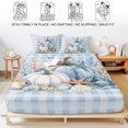 thumbnail image 5 of Twin Sze Fitted Sheet Set - Coastal Fall 2 Piece Bedding Sets 16" Deep Pocket Fitted Sheet with 1 Pillowcase, Thanksgiving Pumpkins Coral Blue Plaid Brushed Microfiber Hotel Luxury Bed Sheets, 5 of 9