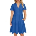 thumbnail image 4 of UVN Women Summer Dresses Short Sleeve V Neck Midi Dress Ladies Casual Beach A-Line Sundress with Pockets, 4 of 9
