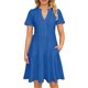 thumbnail image 4 of UVN Vestidos de Verano para Mujer Manga Corta Cuello en V Vestido Midi Damas Casual Playa Línea a Vestido Veraniego con Bolsillos, 4 of 9