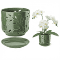 thumbnail image 4 of BUYMAX 7 inch Green Ceramic Orchid Pot with Drainage Holes and Tray – Large Indoor/Outdoor Planter for Repotting, New Plants & Orchid Care, 4 of 6