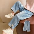 thumbnail image 6 of EnJoCho Girls Jeans Wide Leg Elastic High Waist Loose Fit Pocketed Denim Trousers Classic Bottoms For Kids Spring Autumn Back-to-School Daily Fashion Casual Wear, 6 of 9