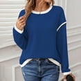thumbnail image 2 of Plus Size Tops for Women Round Neck Color Block Loose Fitted Long Sleeve Knit Top Comfortable Stylish Casual Wear, 2 of 2
