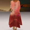 thumbnail image 2 of Moda casual mujer casual manga larga con cuello en v estampado floral vestidos largos irregulares vestido Pompotops ghjkhdj14432, 2 of 7
