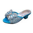 thumbnail image 2 of WOYY Girls Rhinestone Bow High-Heeled Slippers Leather Party Dress Shoes Sandals, 2 of 4
