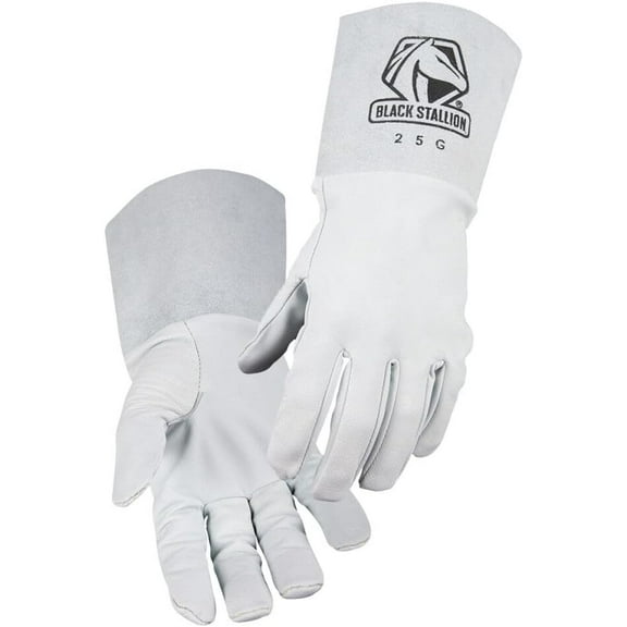 Black Stallion 25G Pearl White Grain Goatskin TIG Gloves, Medium