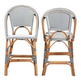 thumbnail image 2 of bali & pari Genica Navy and White Weaving and Rattan 2-Piece Counter Stool Set, 2 of 6