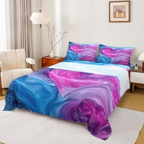 Feelyou Love Heart Marbling Full Size Sheets, Modern Fashion Abstract Bed Sheets, Teen Adult Women Girl Sheet Sets, Breathable Home Decor, 4-Piece