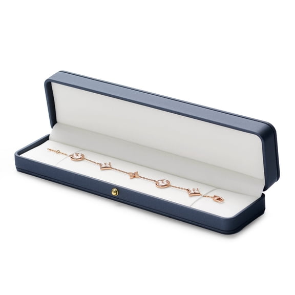 Oirlv Leather Bracelet Necklace Gift Box, Bracelet Necklace Display Box Blue, 1 Pack