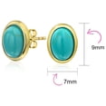 thumbnail image 4 of Bling Jewelry Womens Traditional Turquoise Bezel Set Dome Button Oval Stud Earrings Gold Plated, 4 of 4