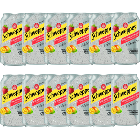 Schweppes Seltzer Strawberry Mango Sparkling Water Cans,12 Fl. Oz, 12 Pack