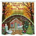 thumbnail image 1 of Rideau de Douche de Noël Festif avec Scène de Forêt Fantaisiste et Design de Cabane, 1 of 4