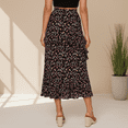 thumbnail image 3 of SOMER Women Summer Skirts Boho Long Skirts Dress Floral Print Elastic Waist Split Ruffle High Low Beach Maxi Skirt Fall 2026 Black Print XL, 3 of 6