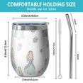 thumbnail image 5 of 12oz Stemless Wine Tumblers Princess Castle Flower Pattern Vacuum Insulated Stainless Steel Travel Tumbler Cups Mug with Lid and Straw for Champaign,Cocktail,Beer with Cleaning Brush, 5 of 5