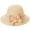 *28Yellow, variant on Women's Short Brim Linen Woven Bucket Hat with Floral Mesh Bow Elegant Breathable Summer Sun Hat Pink