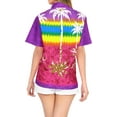 thumbnail image 2 of HAPPY BAY Women's Button Down Casual Summer Beach Party Blouse Shirt Hawaiian TShirts Short Sleeve Vacation Button up Dress Tee Shirts Blouses for Women XL Upside Down Palm, Purple, 2 of 6