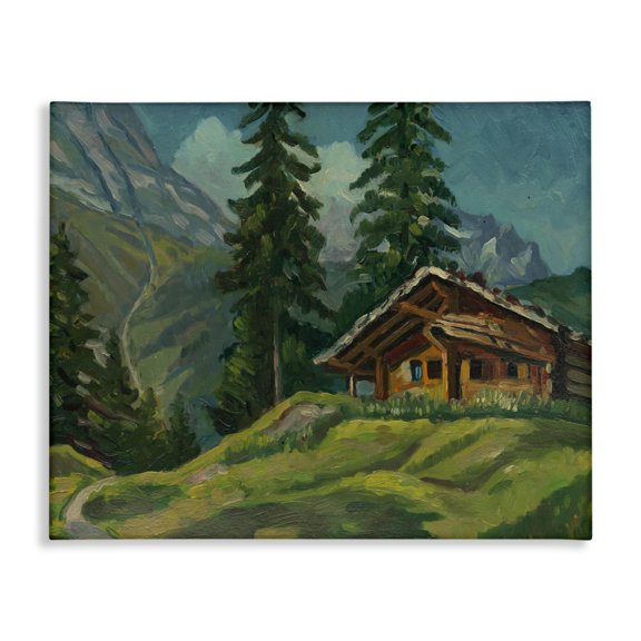 Cabin At Base Of Mountain Canvas Wall Art, design by Lettered and Lined