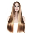 thumbnail image 6 of DOPI Women's Brown Highlight Ombres Human Hair Wigs Long Brazilian Hair Wigs, 6 of 6