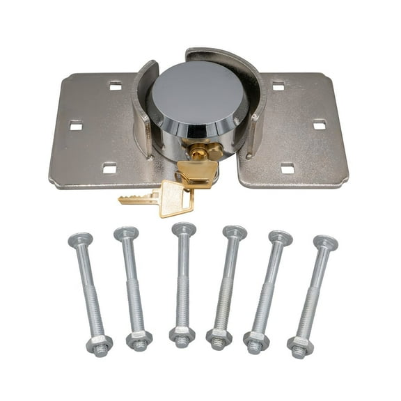 73mm Hidden Shackle Padlock & Hasp with Keyed Alike 2 Keys - Heavy Duty Solid Steel Hockey Puck Lock Chrome Coating for Enclosed Trailer, Vans, Gates & General Security