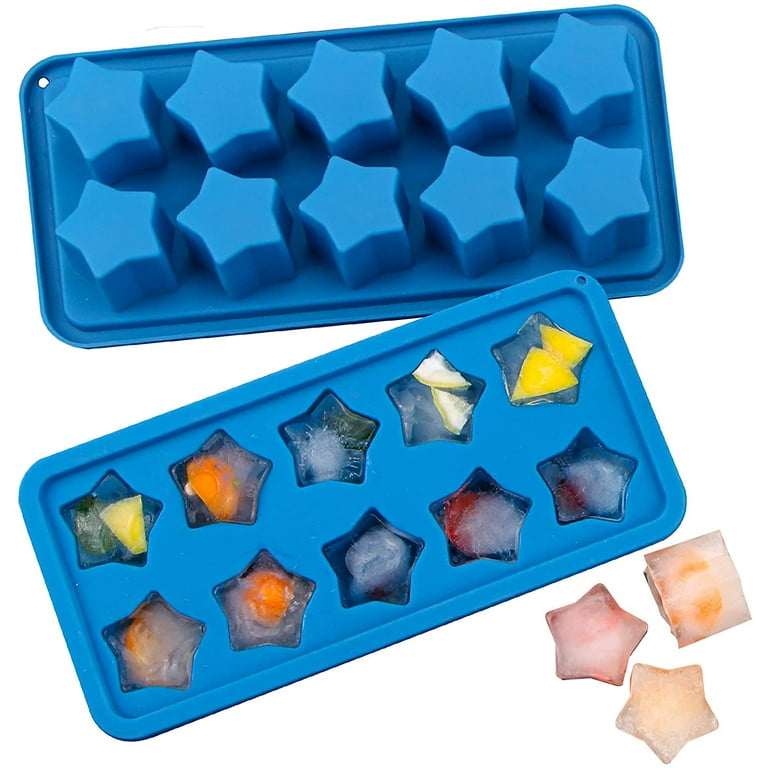 Webake Silicone Ice Cube Trays Star Shaped Ice Cube Molds for Whiskey and  Cocktails, Easy Release Jelly Crayon Mold Pack of 3 Blue