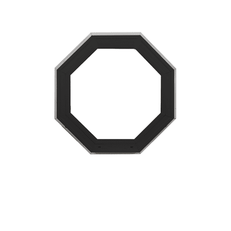 Double Pane Octagon Window 18" Black Vinyl DP50 Argon Gas Non-Opening Window Low-E Glass