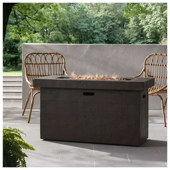 CUSTER 45" Rectangular MgO Propane Gas Fire Pit, 50,000 BTU, Durable Outdoor Patio Fireplace, Modern Grey Design