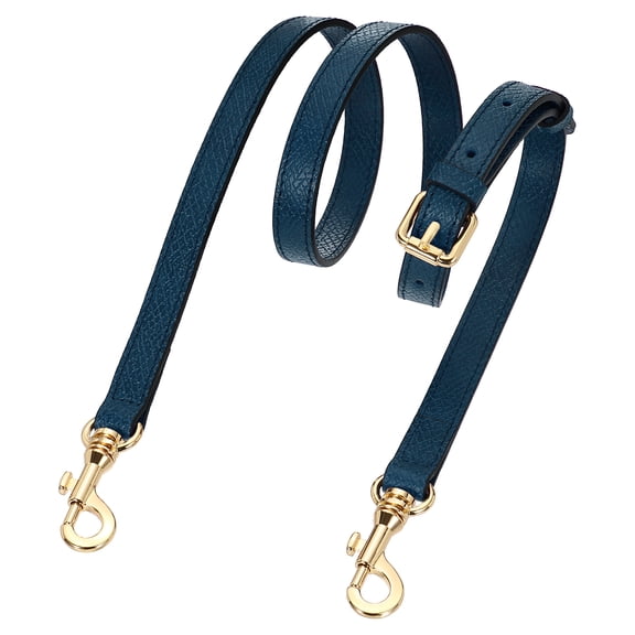 Leather Bag Strap, 37.4"-45.3" Crossbody Straps (Dark Blue, Gold Buckle)
